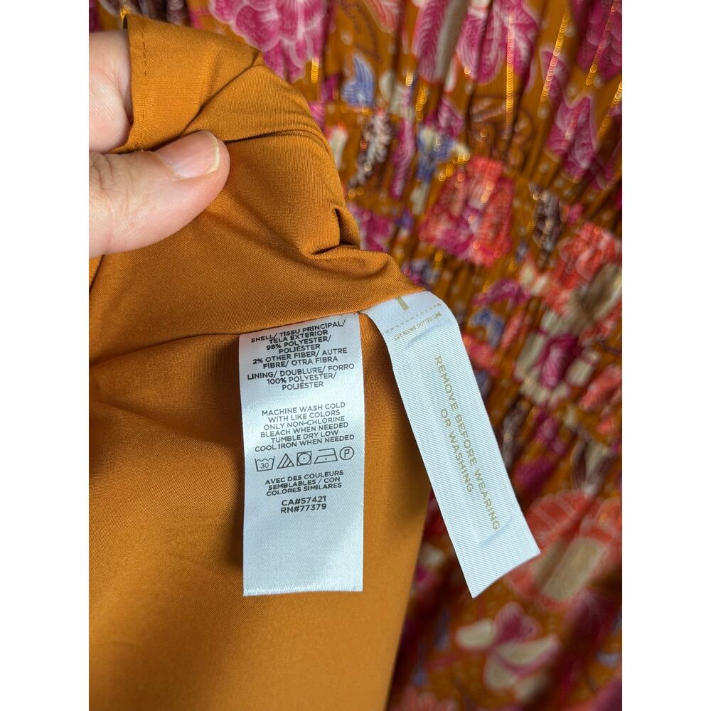 Ann Taylor Floral Print Flutter Sleeve V-Neck Maxi Dress Brown Multi Women's 0 - Picture 8 of 12